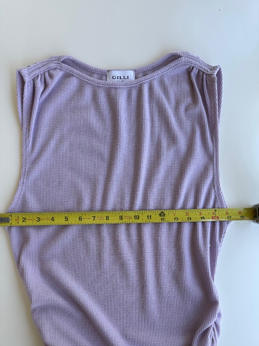 Gilli Lavender Waffle Sleeveless Tee with Ruching sz S - Picture 3 of 8